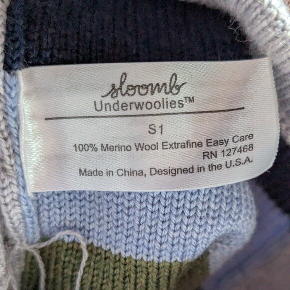 NEW Sloomb Underwoolies Boxcar Stripe Size 1 - Grey with rust, green, and blue - Picture 4 of 4